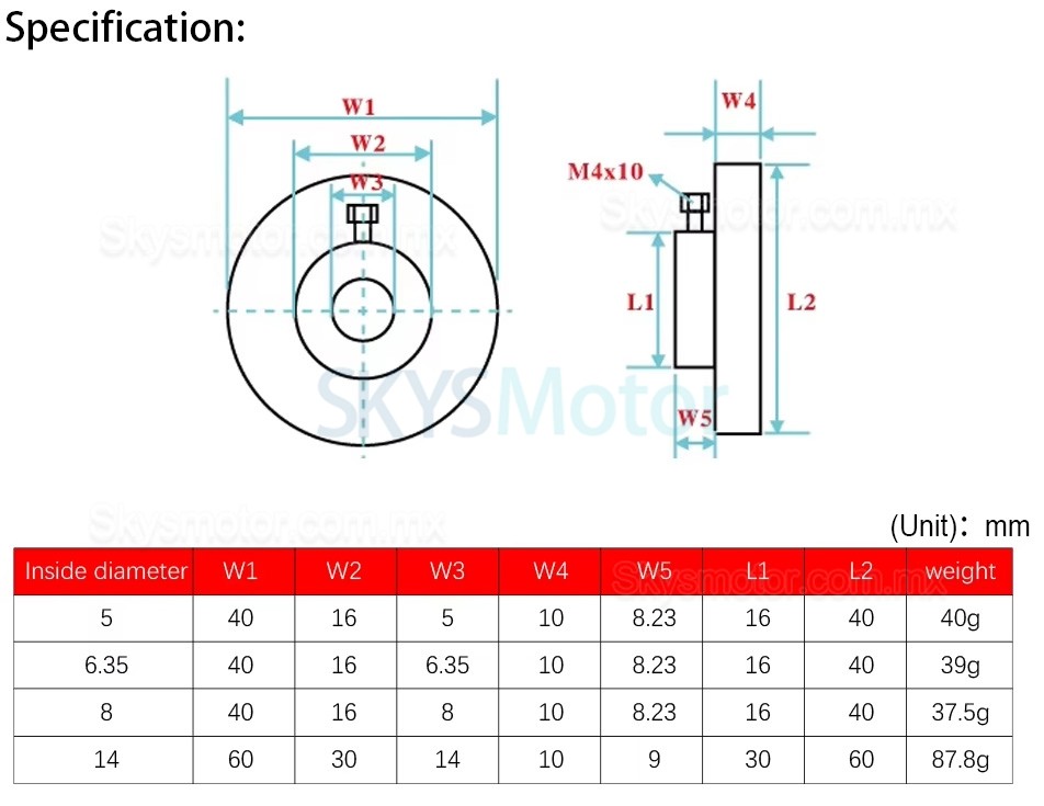 Volante de motor paso a paso de aleaci&oacute;n de aluminio de 5 mm/6,35 mm/8 mm/14 mm para motor paso a paso Nema 17/23/34